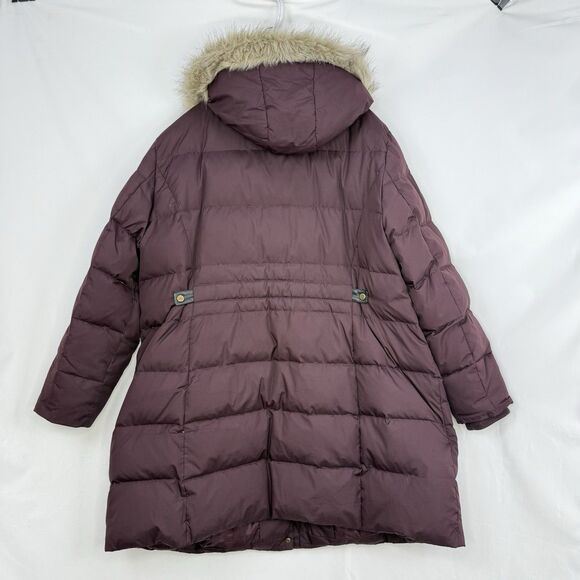 Ralph Lauren women's Faux-Fur-Trim Hooded Down Puffer Coat Burgundy Plus Size 3X - Picture 7 of 16
